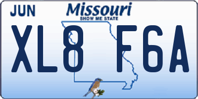 MO license plate XL8F6A