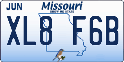 MO license plate XL8F6B