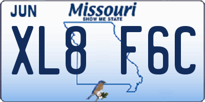 MO license plate XL8F6C
