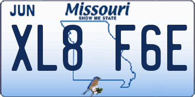 MO license plate XL8F6E