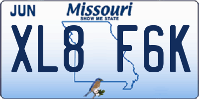 MO license plate XL8F6K