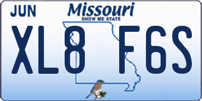 MO license plate XL8F6S