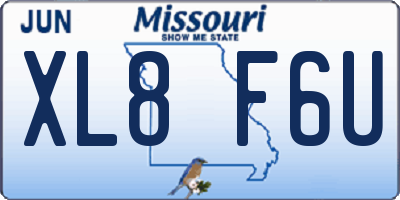 MO license plate XL8F6U