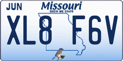 MO license plate XL8F6V