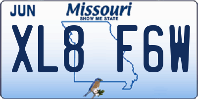 MO license plate XL8F6W