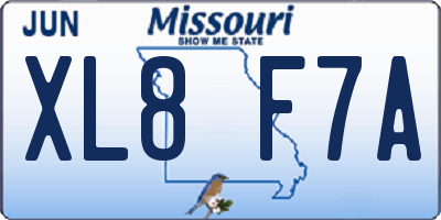 MO license plate XL8F7A