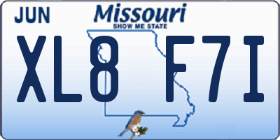 MO license plate XL8F7I