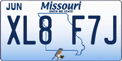 MO license plate XL8F7J