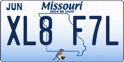 MO license plate XL8F7L