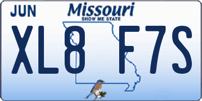 MO license plate XL8F7S
