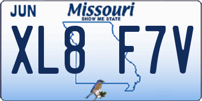 MO license plate XL8F7V