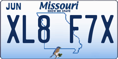 MO license plate XL8F7X