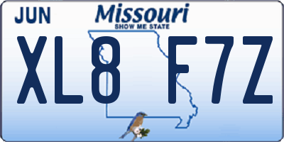 MO license plate XL8F7Z