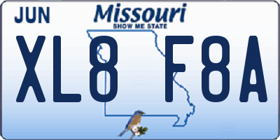MO license plate XL8F8A