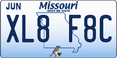 MO license plate XL8F8C