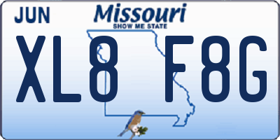 MO license plate XL8F8G