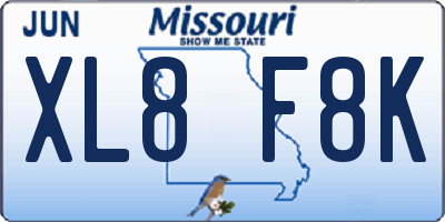 MO license plate XL8F8K