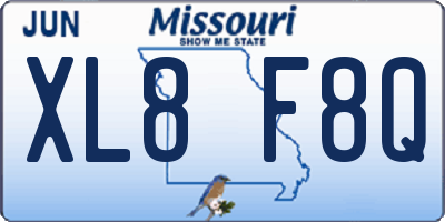 MO license plate XL8F8Q