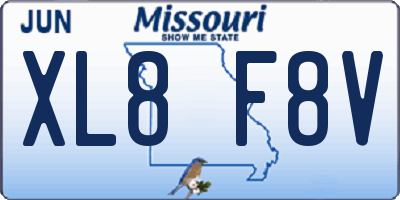 MO license plate XL8F8V