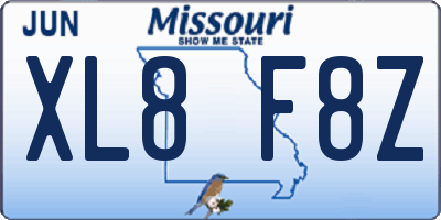 MO license plate XL8F8Z