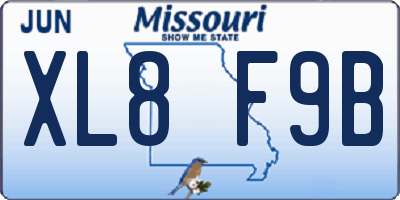 MO license plate XL8F9B