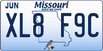 MO license plate XL8F9C