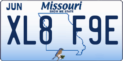 MO license plate XL8F9E