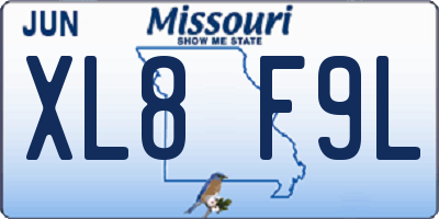 MO license plate XL8F9L