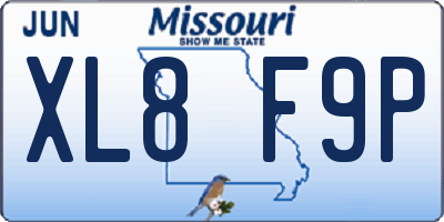 MO license plate XL8F9P