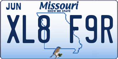 MO license plate XL8F9R