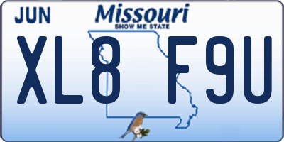 MO license plate XL8F9U