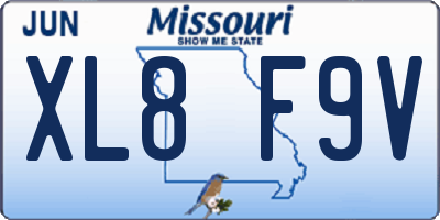 MO license plate XL8F9V