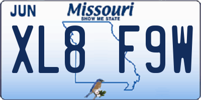 MO license plate XL8F9W