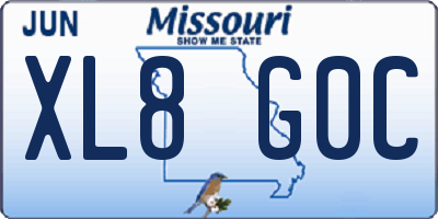 MO license plate XL8G0C