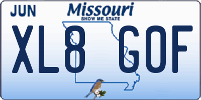 MO license plate XL8G0F