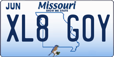 MO license plate XL8G0Y