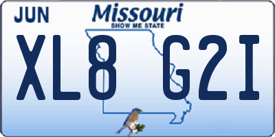 MO license plate XL8G2I