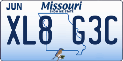 MO license plate XL8G3C