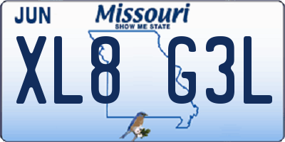 MO license plate XL8G3L