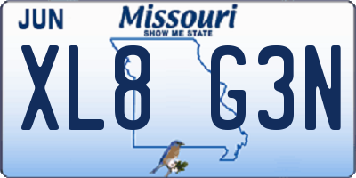 MO license plate XL8G3N