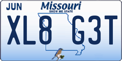 MO license plate XL8G3T