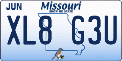 MO license plate XL8G3U