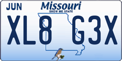 MO license plate XL8G3X
