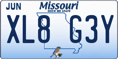 MO license plate XL8G3Y
