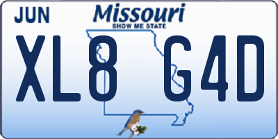 MO license plate XL8G4D