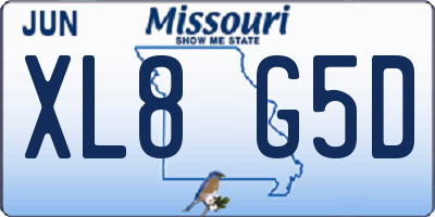 MO license plate XL8G5D