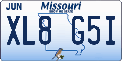MO license plate XL8G5I