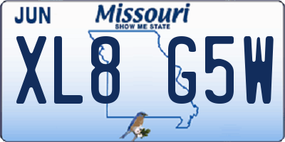 MO license plate XL8G5W