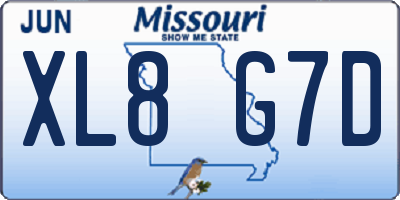 MO license plate XL8G7D