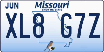 MO license plate XL8G7Z